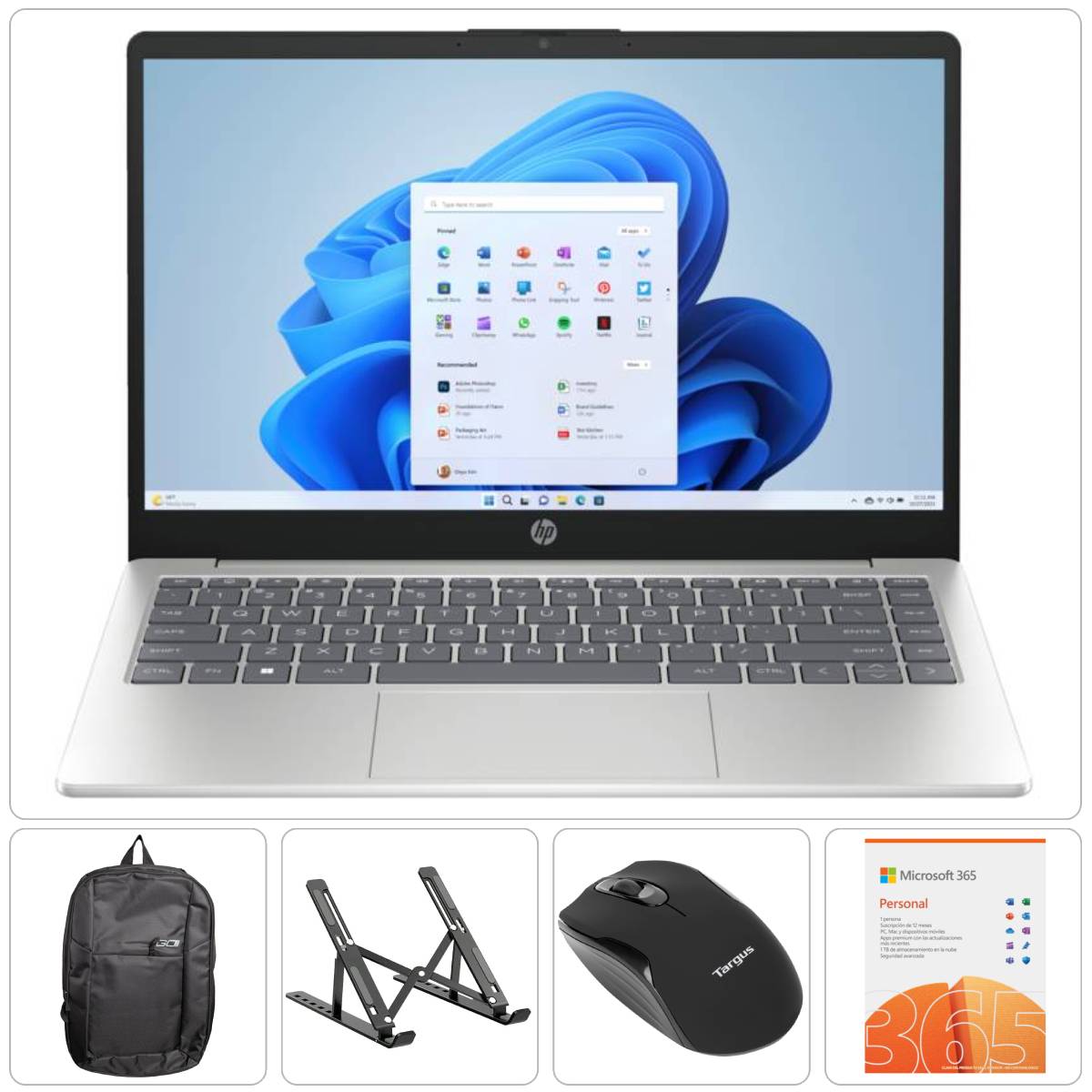 Kit B2S25 HP Laptop 14-EP0027LA + Mochila + Soporte + Mouse + Microsoft 365 Personal