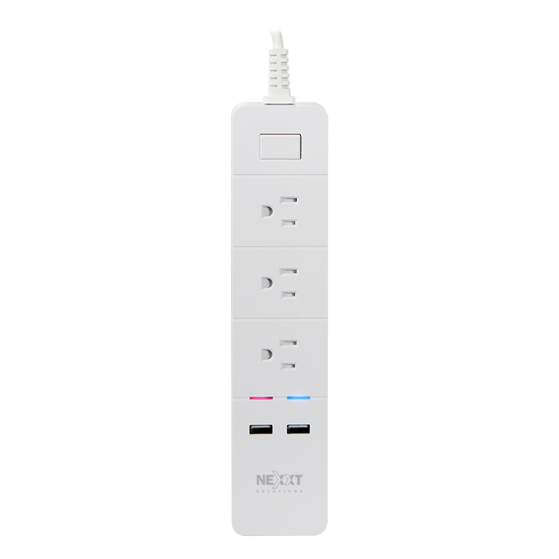 Regleta Ladrón Inteligente WiFi de 3 Enchufes + 4 USB + Interruptor Blanca  (1.75 Metros) + Protección Infantil • IluminaShop